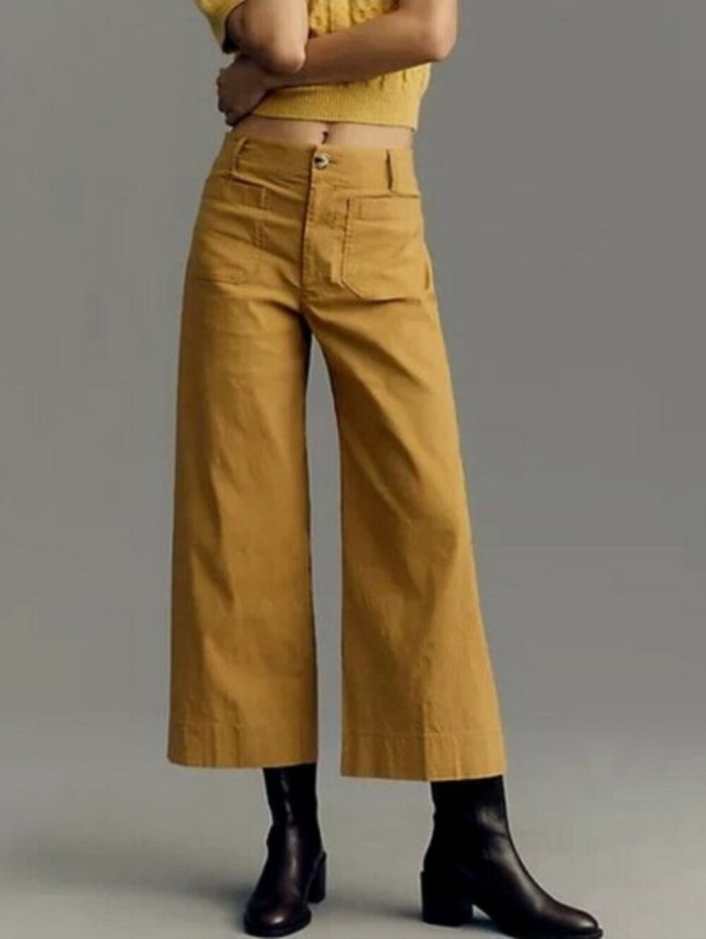 Anthropologie Maueve  Copper The Colette Cropped Wide-Leg Pants Sz 31